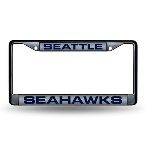 Seattle Seahawks Black Laser Chrome License Plate Frame 