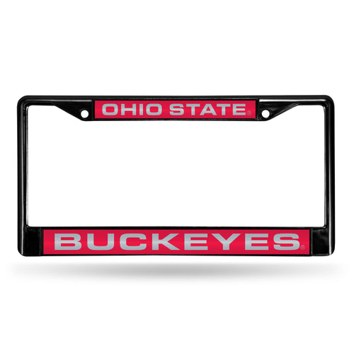 Ohio State Buckeyes Black Laser Chrome License Plate Frame
