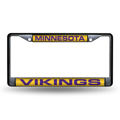 Minnesota Vikings Black Laser Chrome License Plate Frame 