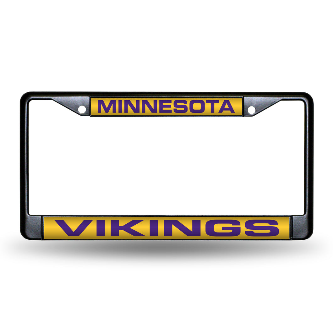 Minnesota Vikings Black Laser Chrome License Plate Frame 