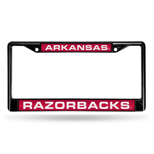 Arkansas Razorbacks Black Laser Chrome License Plate Frame