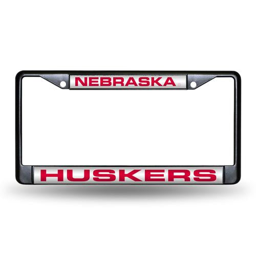 Nebraska Cornhuskers Black Laser Chrome License Plate Frame