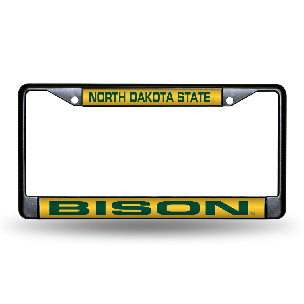 North Dakota State Bison Black Laser Chrome License Plate Frame
