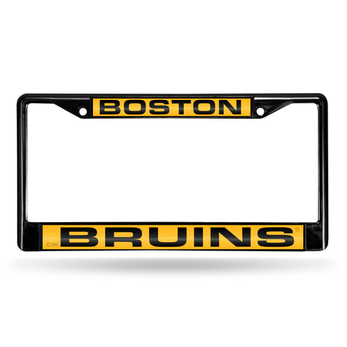 Boston Bruins Black Laser Chrome License Plate Frame