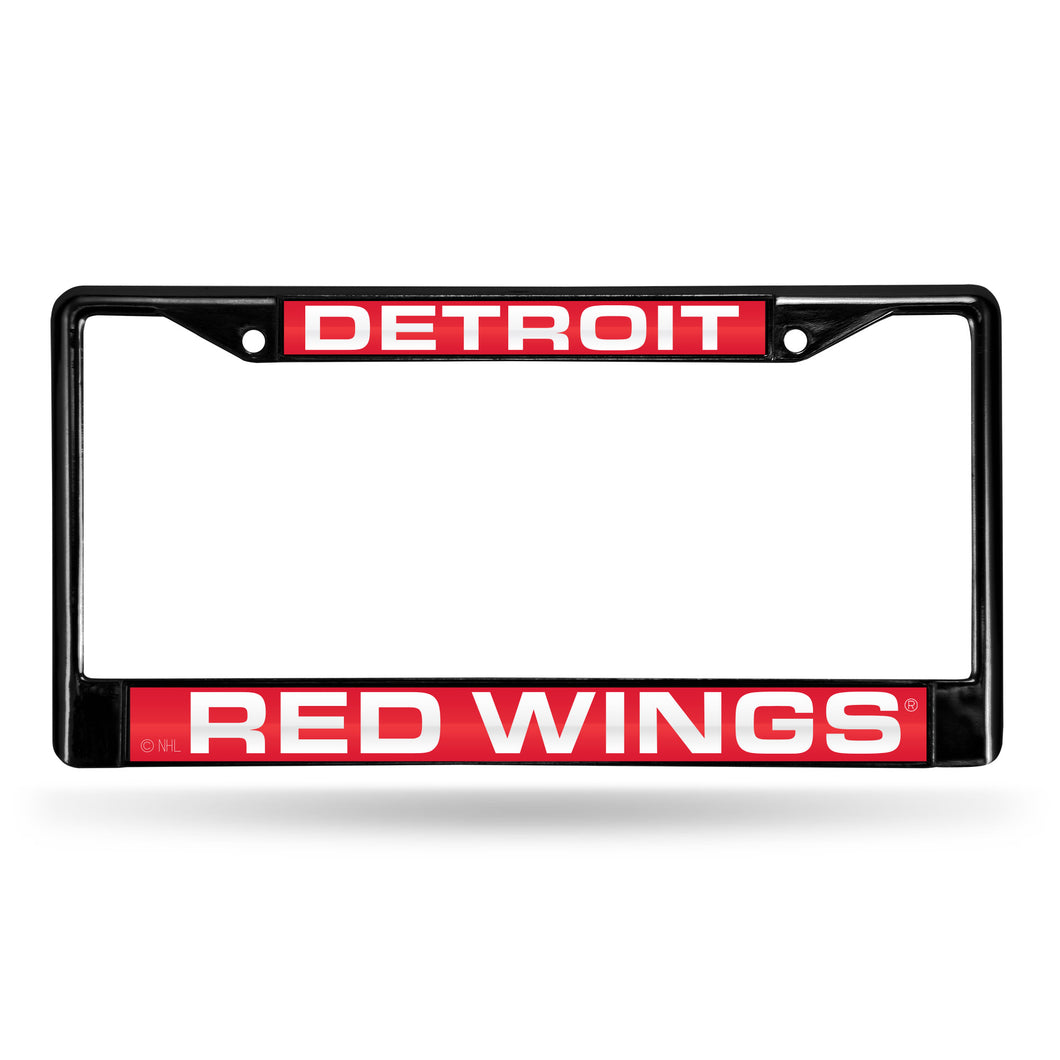 Detroit Red Wings Black Laser Chrome License Plate Frame