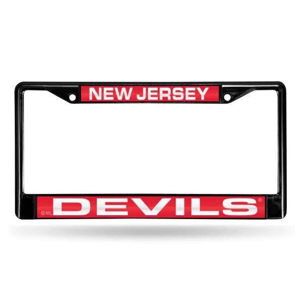New Jersey Devils Laser Chrome Black License Plate Frame