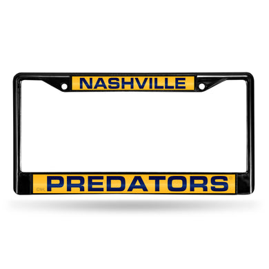 Nashville Predators Black Laser Chrome License Plate Frame