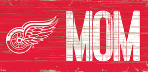 Detroit Red Wings MOM Wood Sign - 6"x12"