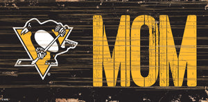 Pittsburgh Penguins MOM Wood Sign - 6"x12"