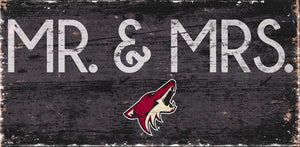 Arizona Coyotes Mr. & Mrs. Sign Wood Sign - 6"x12"