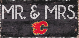 Calgary Flames Mr. & Mrs. Wood Sign - 6"x12"