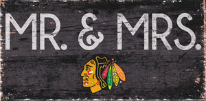 Chicago Blackhawks Mr. & Mrs. Wood Sign - 6"x12"