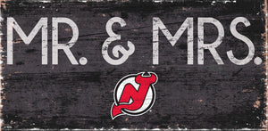 New Jersey Devils Mr. & Mrs. Sign Wood Sign - 6"x12"