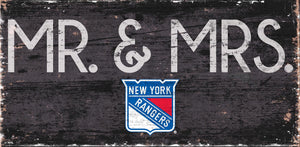 New York Rangers Mr. & Mrs. Wood Sign - 6"x12"