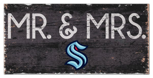 Seattle Kraken Mr. & Mrs. Wood Sign - 6"x12"