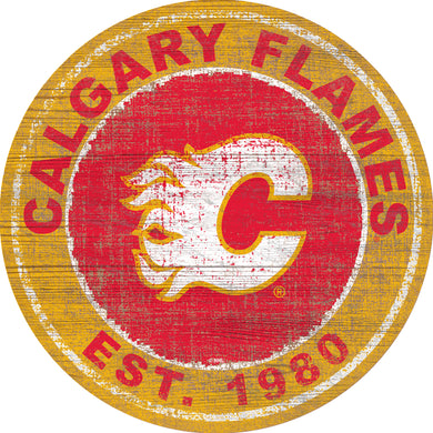 Calgary Flames Heritage Logo Wood Sign - 24