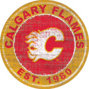 Calgary Flames Heritage Logo Wood Sign - 24"