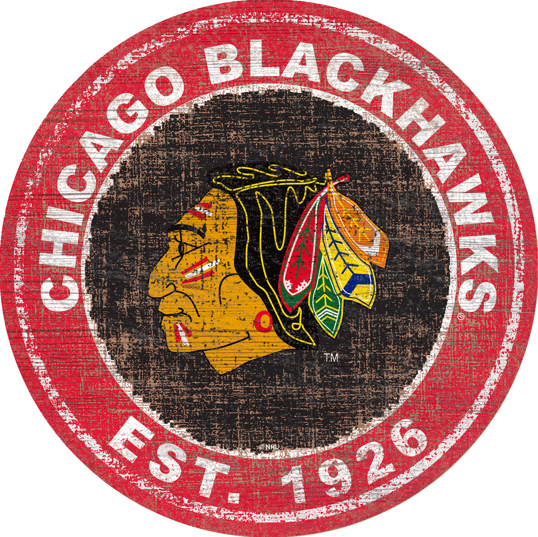 Chicago Blackhawks Heritage Logo Wood Sign - 24