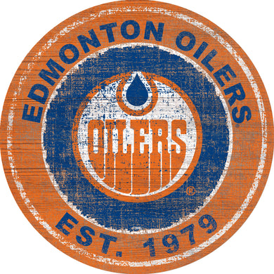 Edmonton Oilers Heritage Logo Wood Sign - 24