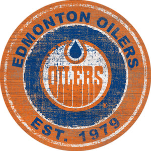 Edmonton Oilers Heritage Logo Wood Sign - 24"