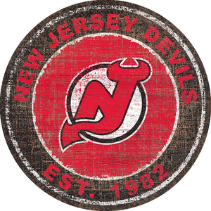 New Jersey Devils Heritage Logo Wood Sign - 24"