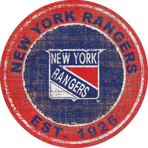 New York Rangers Heritage Logo Wood Sign - 24"