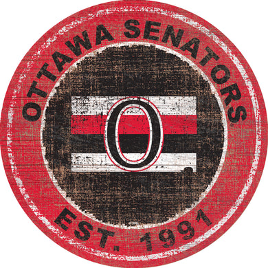 Ottawa Senators Heritage Logo Wood Sign - 24