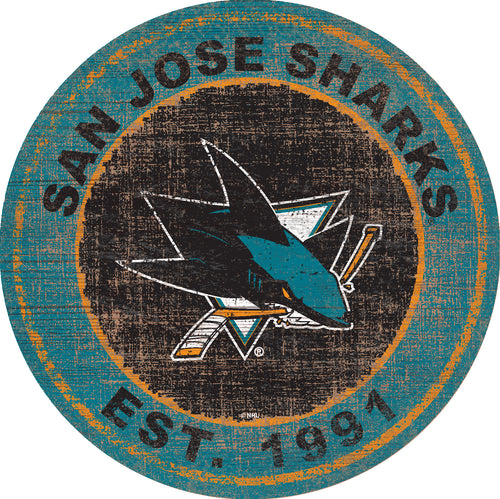San Jose Sharks Heritage Logo Wood Sign - 24