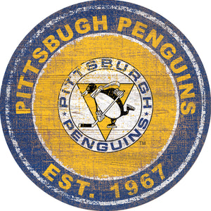 Pittsburgh Penguins Heritage Logo Wood Sign - 24"