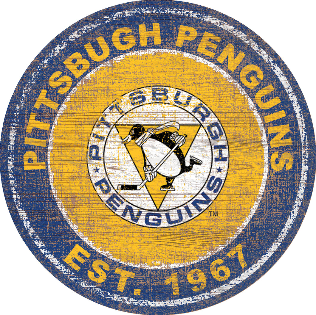 Pittsburgh Penguins Heritage Logo Wood Sign - 24
