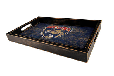 Florida Panthers Distressed Team Color Wood Tray
