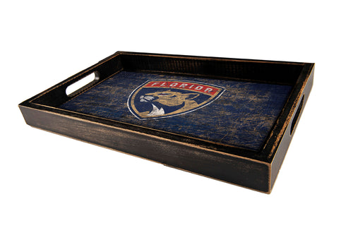 Florida Panthers Distressed Team Color Wood Tray