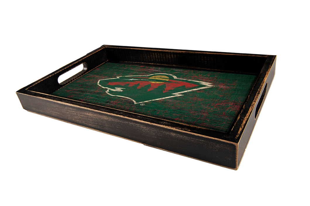Minnesota Wild Distressed Team Color Wood Tray