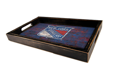 New York Rangers Distressed Team Color Wood Tray