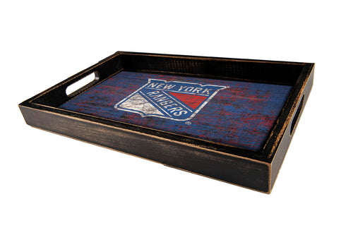 New York Rangers Distressed Team Color Wood Tray