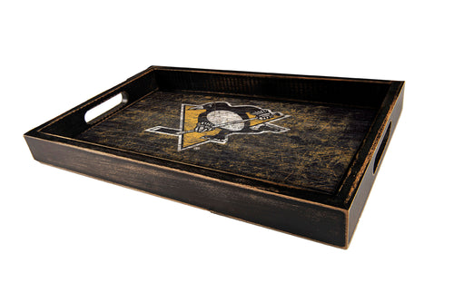 Pittsburgh Penguins Distressed Team Color Wood Tray