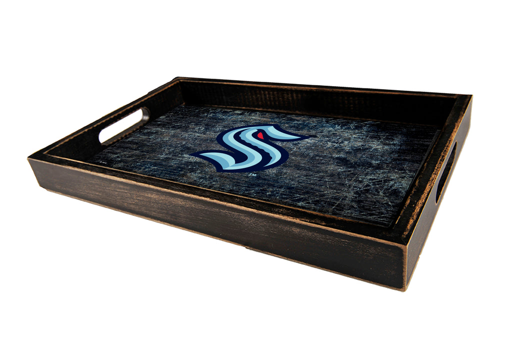Seattle Kraken Distressed Team Color Wood Tray