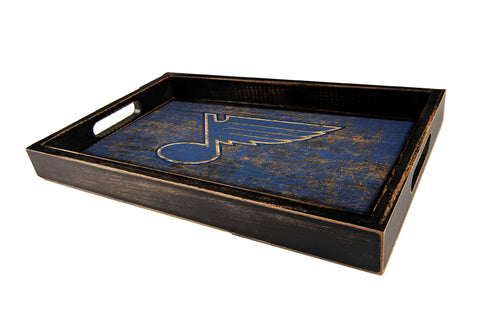 St. Louis Blues Distressed Team Color Wood Tray