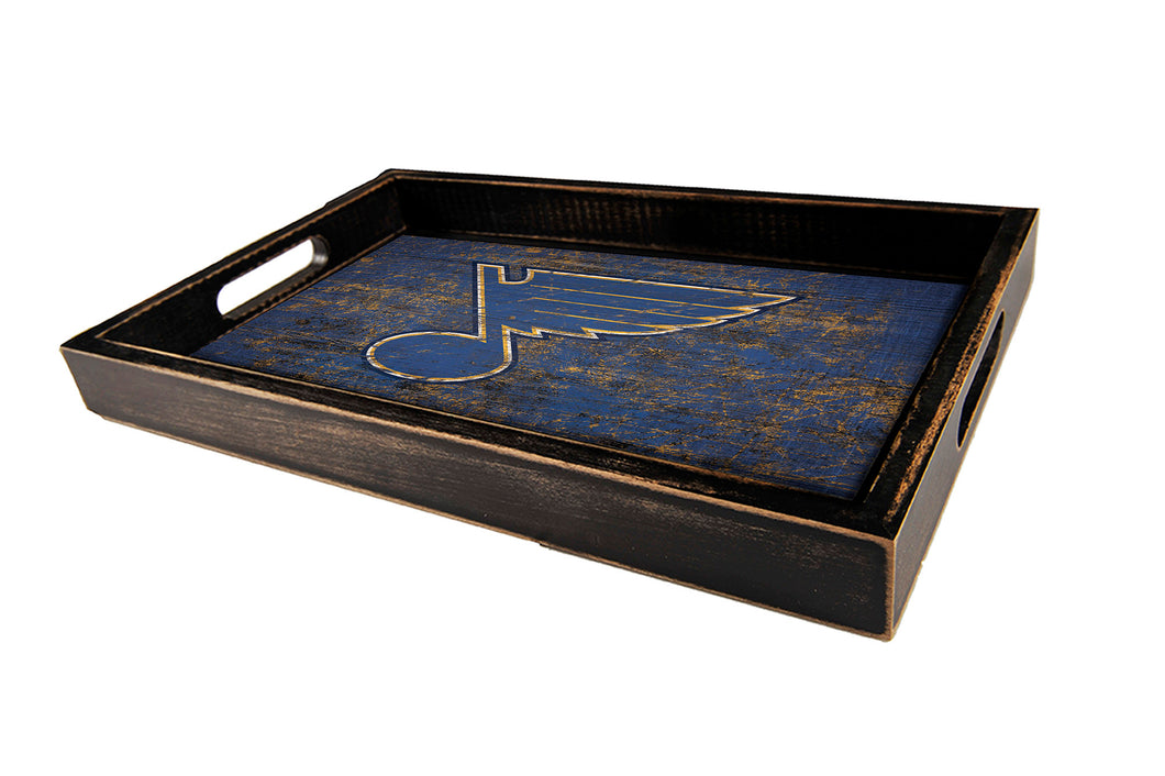 St. Louis Blues Distressed Team Color Wood Tray
