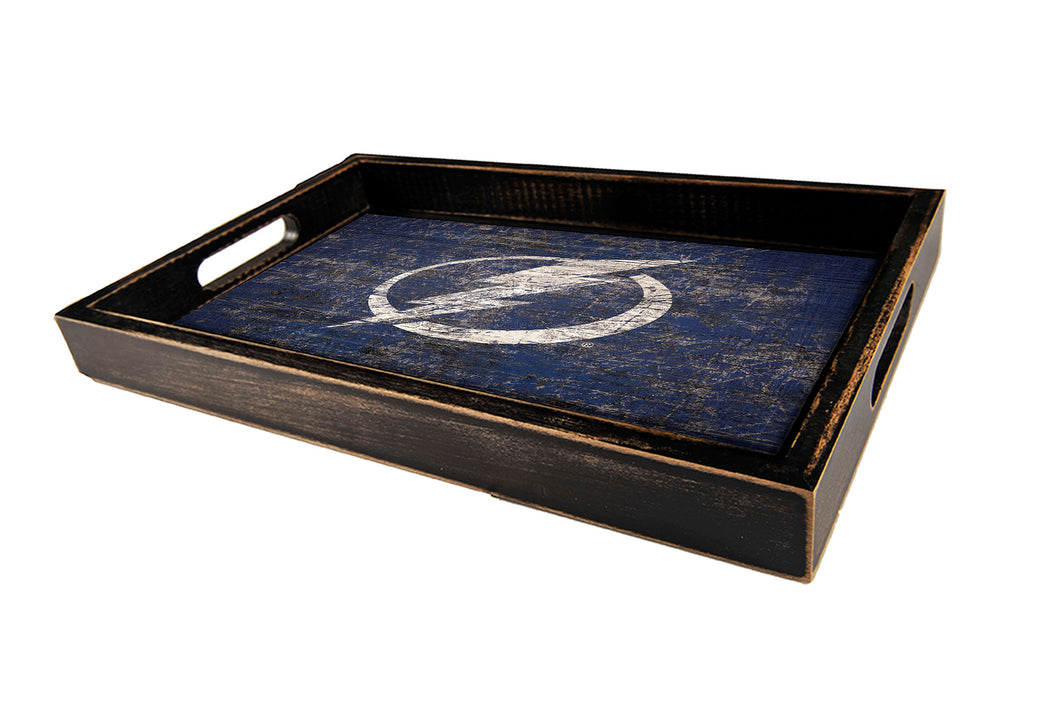 Tampa Bay Lightning Distressed Team Color Wood Tray