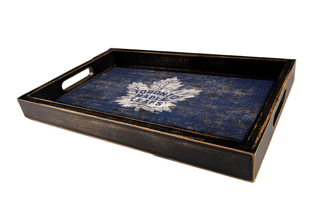 Toronto Maple Leafs Distressed Team Color Wood Tray