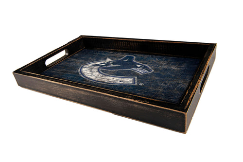 Vancouver Canucks Distressed Team Color Wood Tray