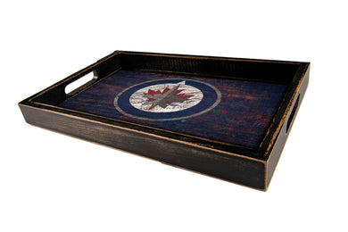 Winnipeg Jets Distressed Team Color Wood Tray