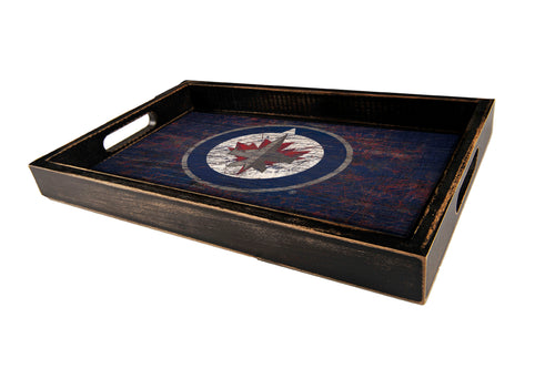Winnipeg Jets Distressed Team Color Wood Tray