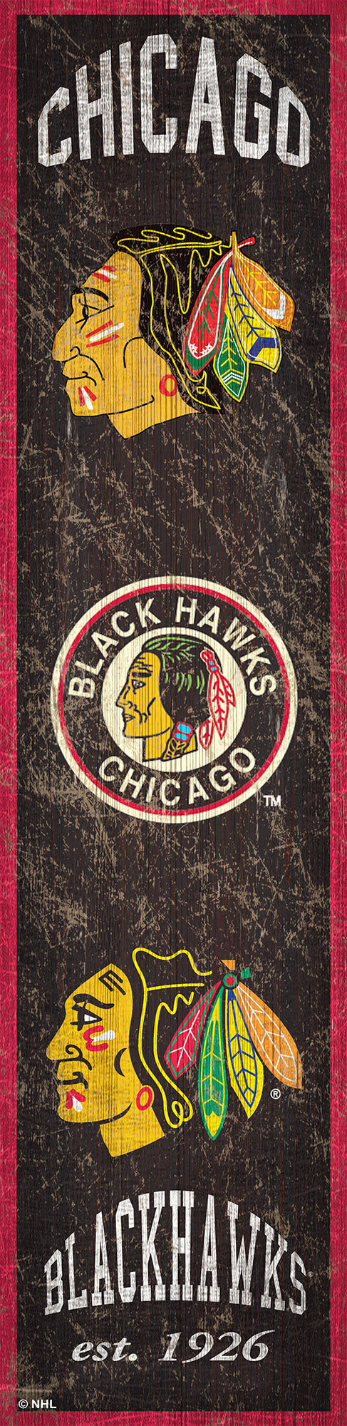 Chicago Blackhawks Heritage Banner Wood Sign - 6