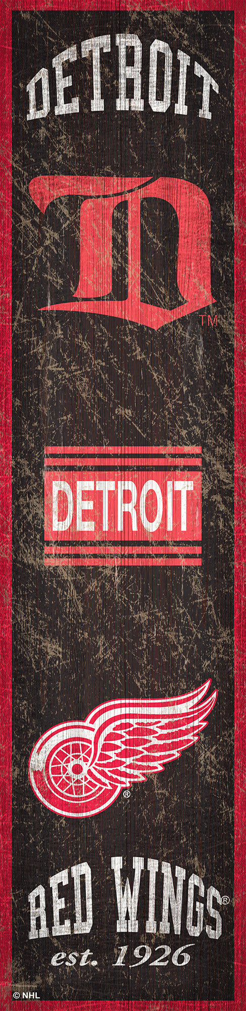 Detroit Red Wings Heritage Banner Wood Sign - 6