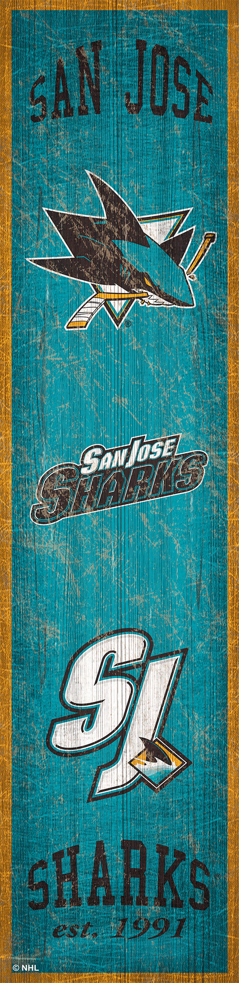 San Jose Sharks Heritage Banner Wood Sign - 6