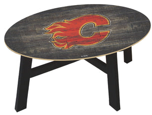 Calgary Flames Distressed Wood Coffee Table
