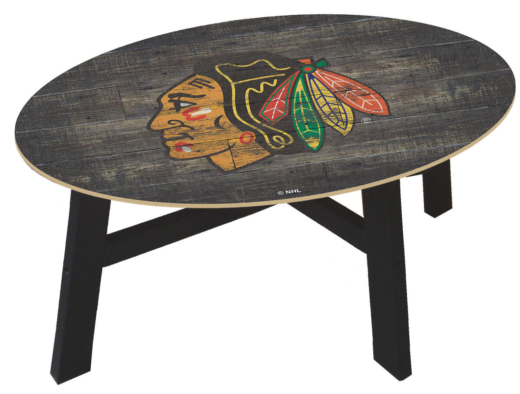 Chicago Blackhawks Distressed Wood Coffee Table