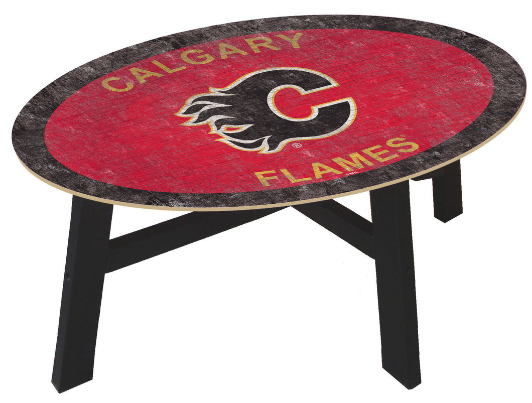 Calgary Flames Team Color Wood Coffee Table